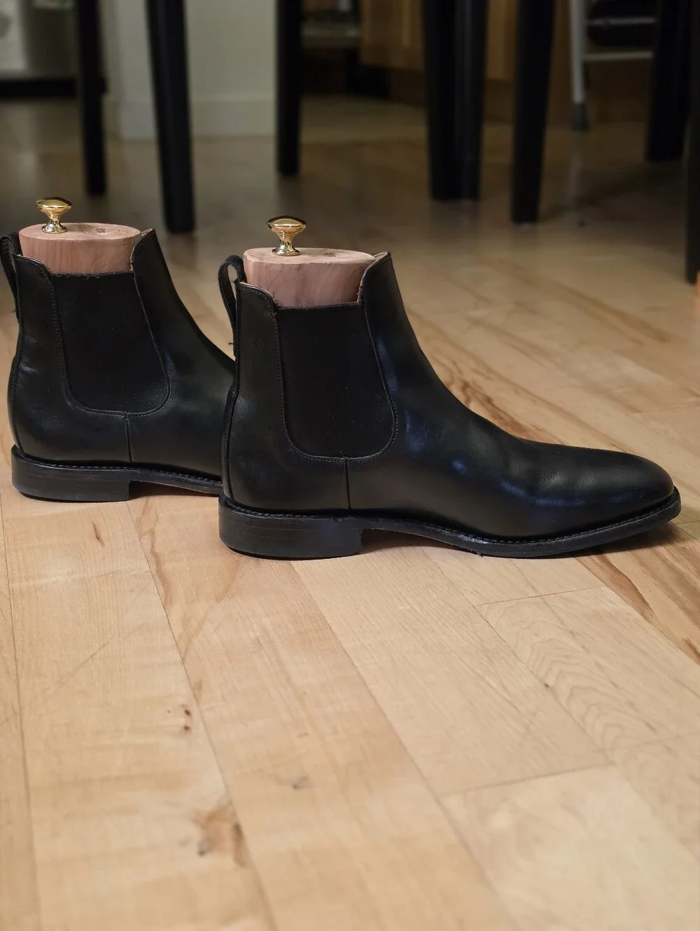 Allen Edmonds Liverpool Chelsea Boots Black Leather 7.5 EEE Wide USA w/ Box
